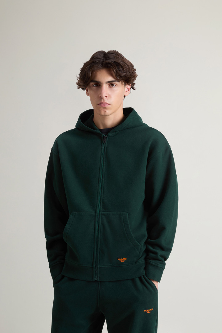 Felpa con cappuccio da ragazzi in puro cotone spazzolato Verde photo 1 | Woolrich
