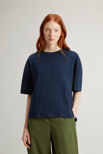 Camiseta de puro algodón flameado Azul | Woolrich