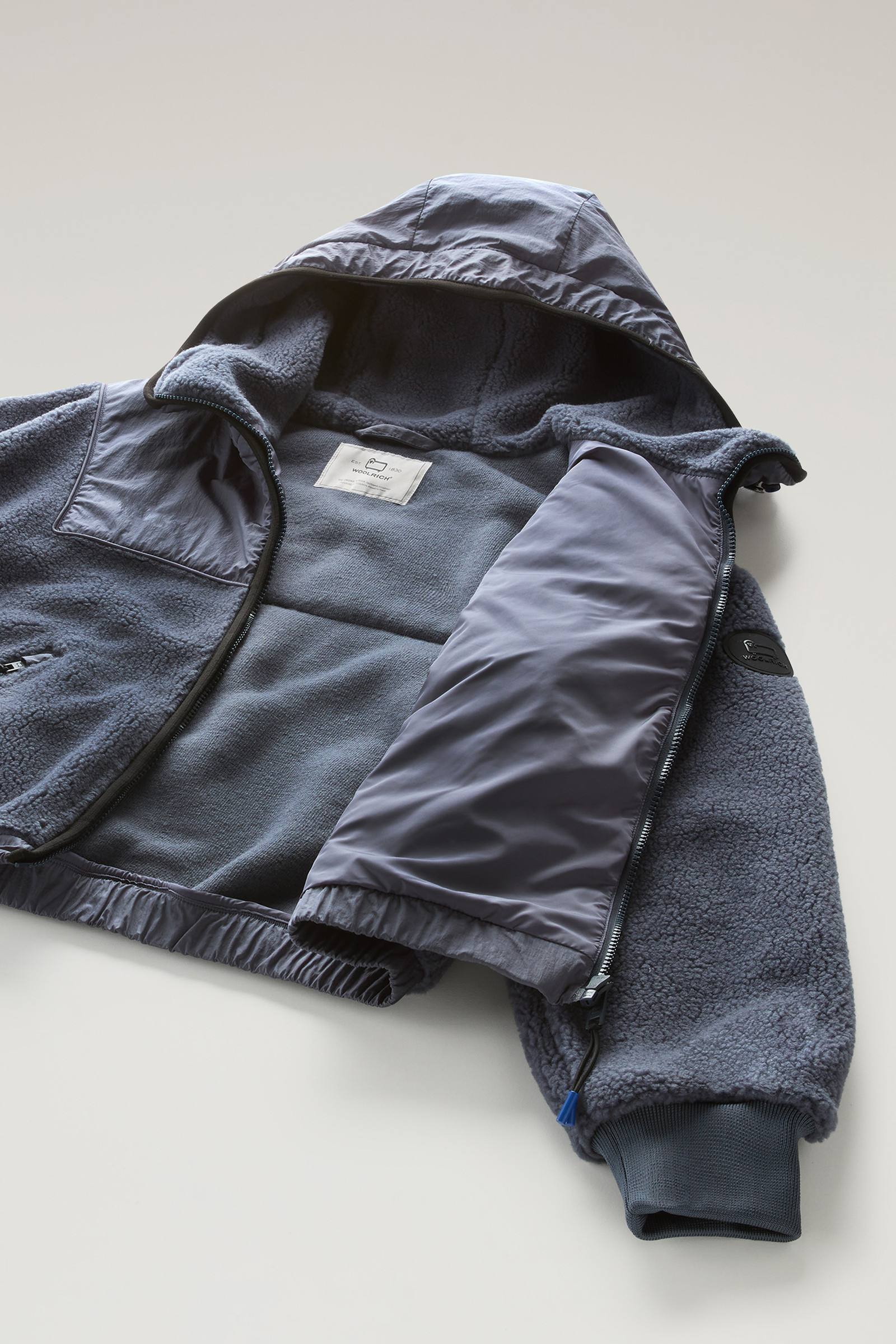 Full-zip Hoodie in Sherpa and Nylon Blue photo 9 | Woolrich