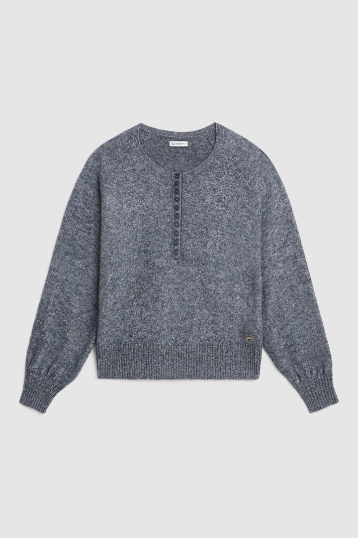Stretch Henley Sweater in wool blend