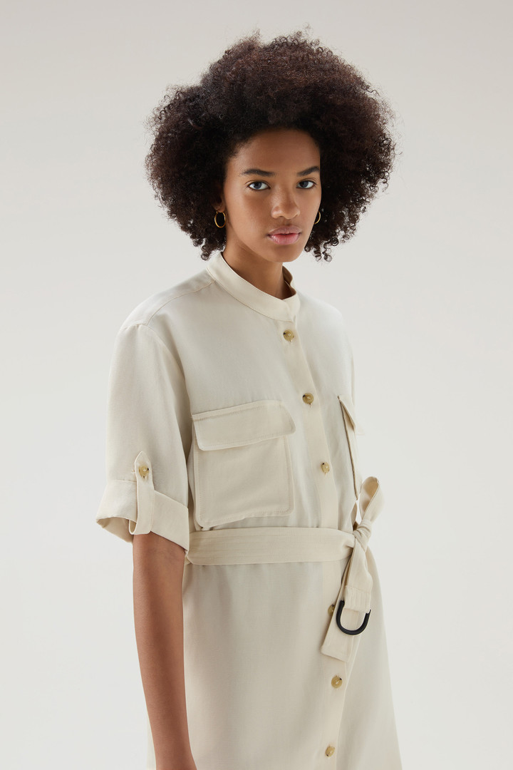 Belted Utility Dress in Linen Blend White photo 4 | Woolrich