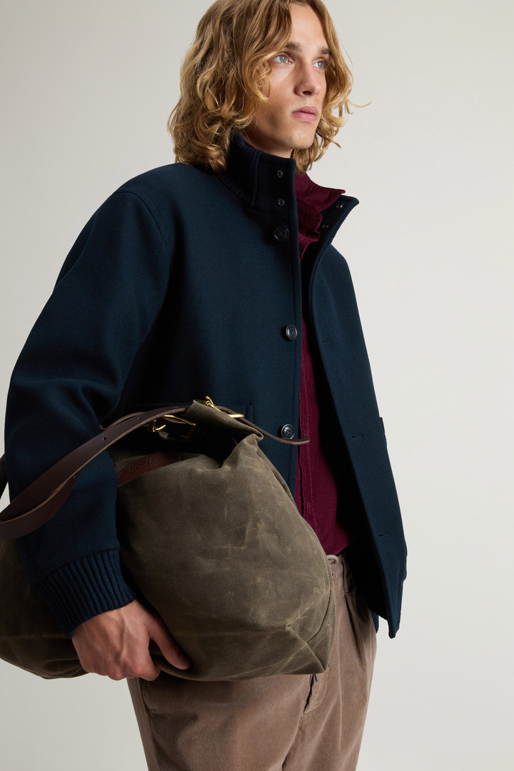 Bomber Jacket in Melton Virgin Wool Blend Blue photo 4 | Woolrich