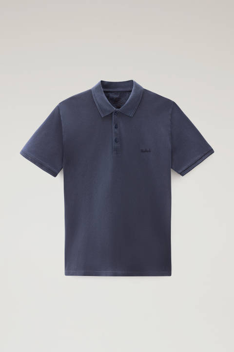 Garment-Dyed Mackinack Polo in Stretch Cotton Piquet Blue photo 2 | Woolrich