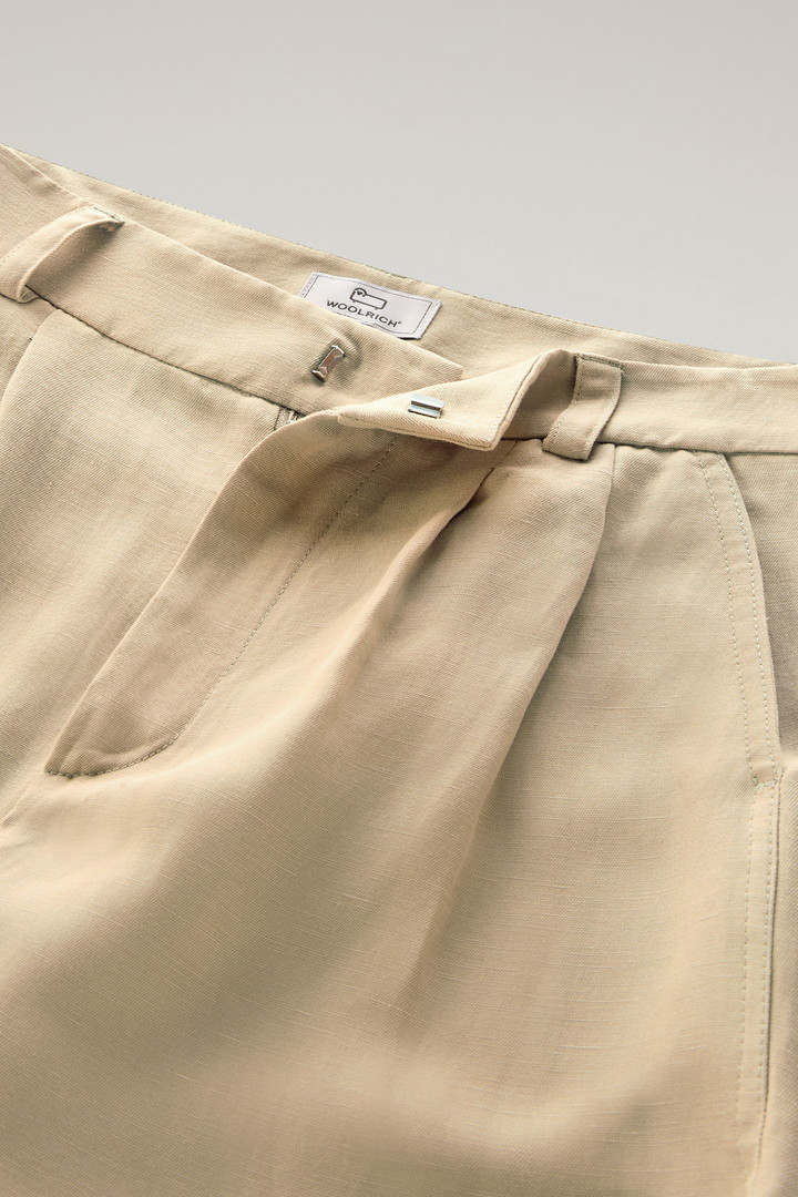 Pantalones de mezcla de lino con cinturón de tela Beige photo 5 | Woolrich
