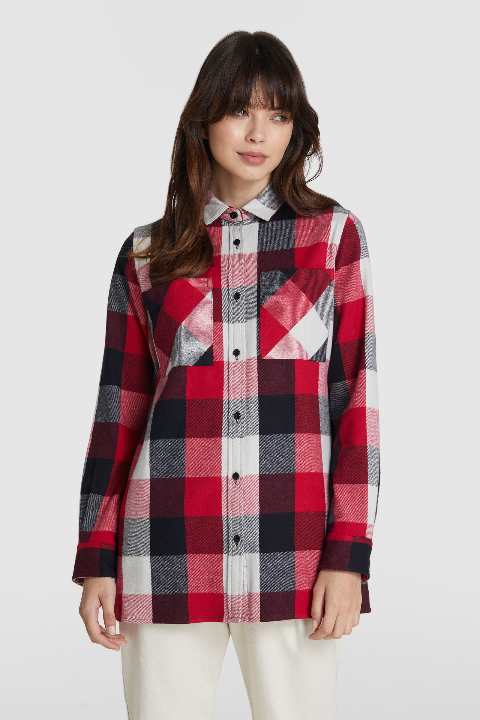 Boyfriend shirt with multicolor check pattern