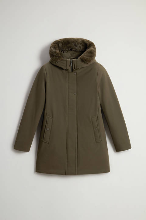 Firth Parka in Tech Softshell with Removable Faux Fur Collar Green photo 2 | Woolrich