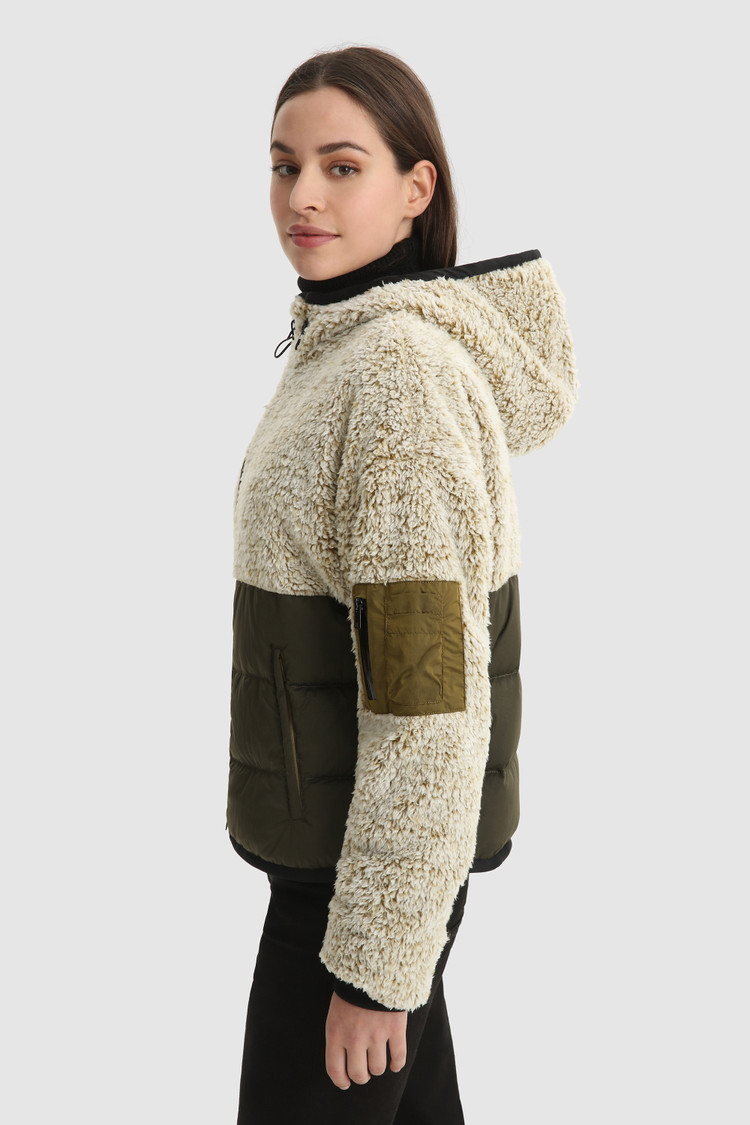 Hoody van fleece en nylon