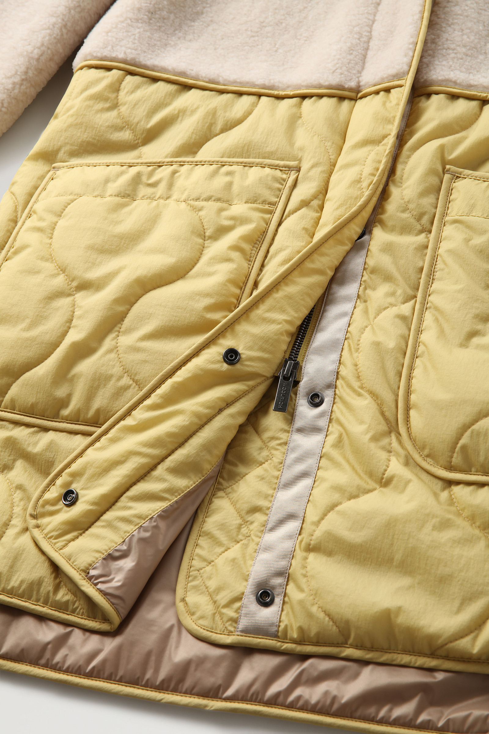 Alba Parka in Crinkle Nylon and Sherpa - Women - Yellow