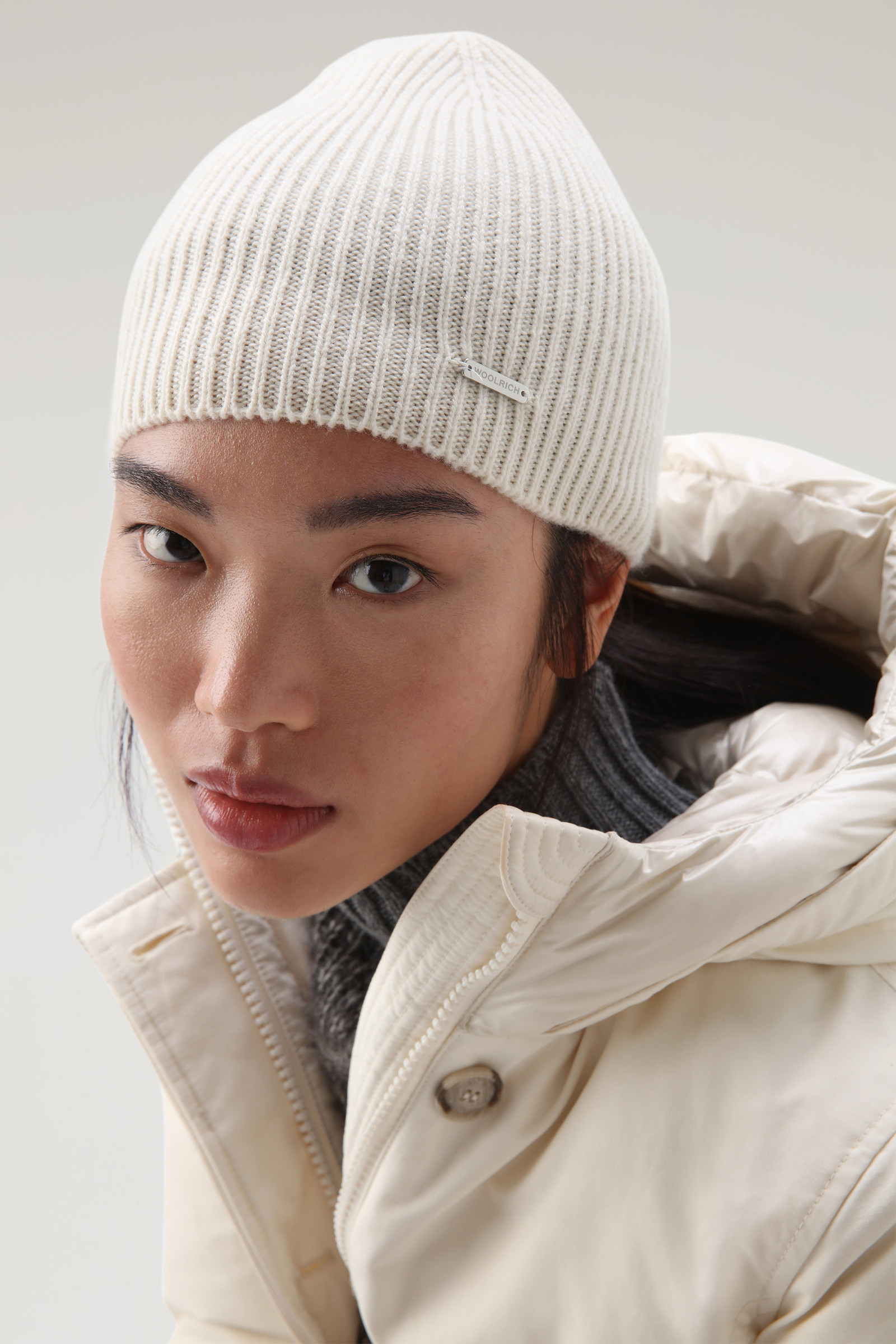 Gerippte Beanie aus Kaschmir Beige photo 3 | Woolrich