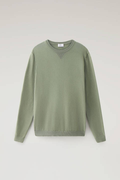 Pure Cotton Crewneck Sweater Green photo 2 | Woolrich