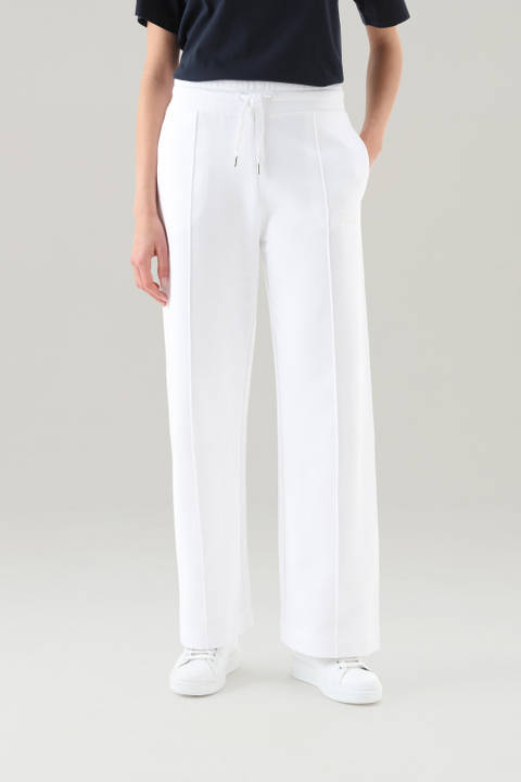 Pantalones deportivos de puro algodón con la pernera ancha Blanco | Woolrich