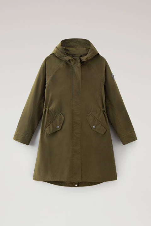 Long Summer Parka in Urban Touch Fabric with Hood Green photo 2 | Woolrich