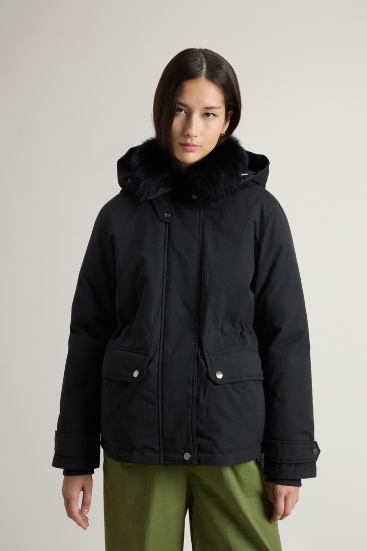 Short Arctic Parka in Mountain Cloth with Removable Hood and Fur Black photo 1 | Woolrich