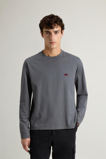 Pure Cotton T-Shirt with Embroidered Logo Black | Woolrich