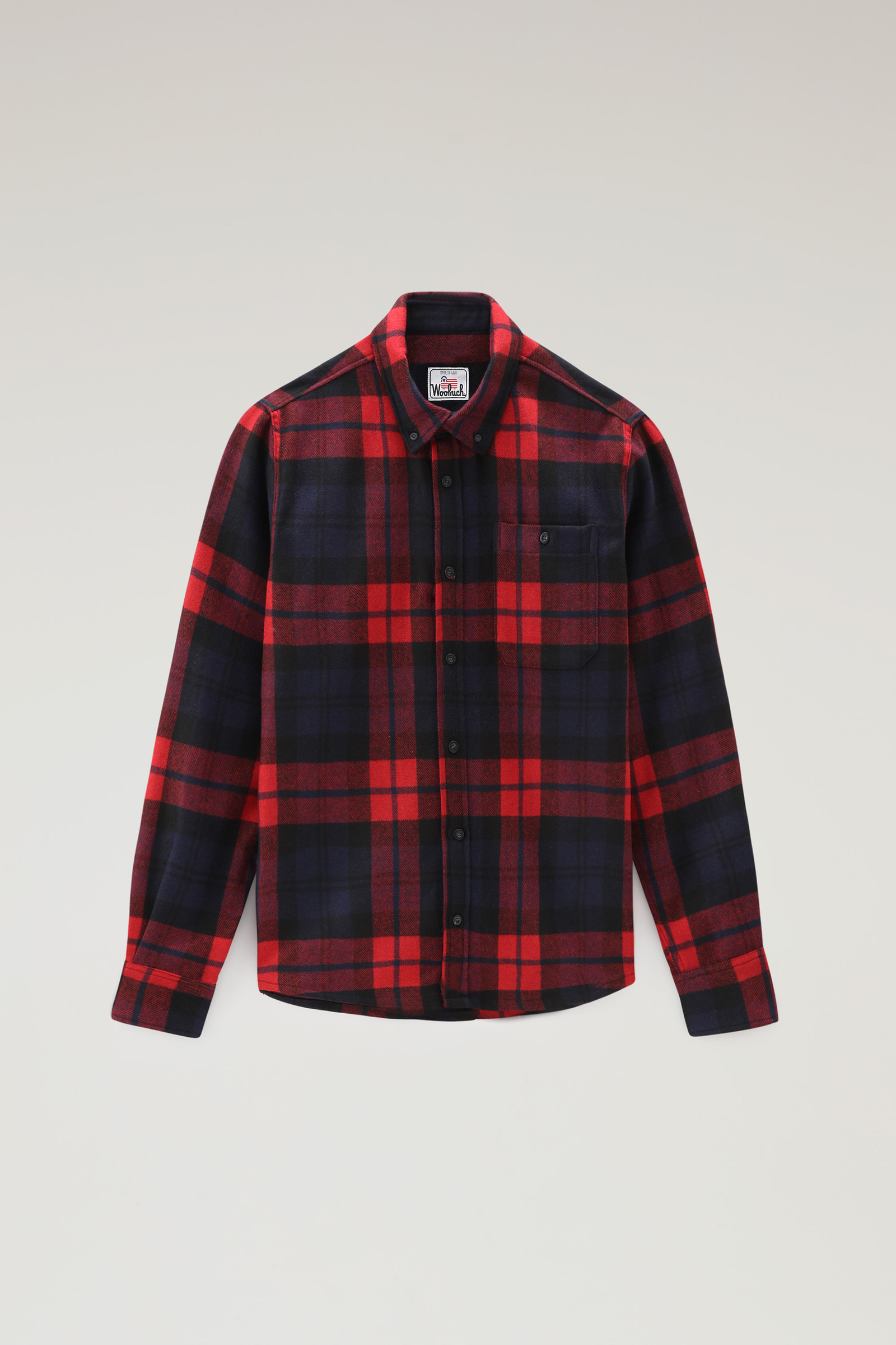 Flannel Button-Up Shirt for Tall Women in Red and Green Tartan