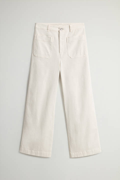 Pantalones wide leg teñidos en prenda de sarga de algodón elástico Blanco photo 2 | Woolrich