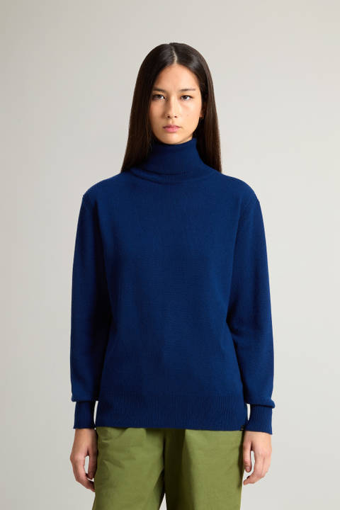 Pure Cashmere Sweater with High Neck Blue | Woolrich