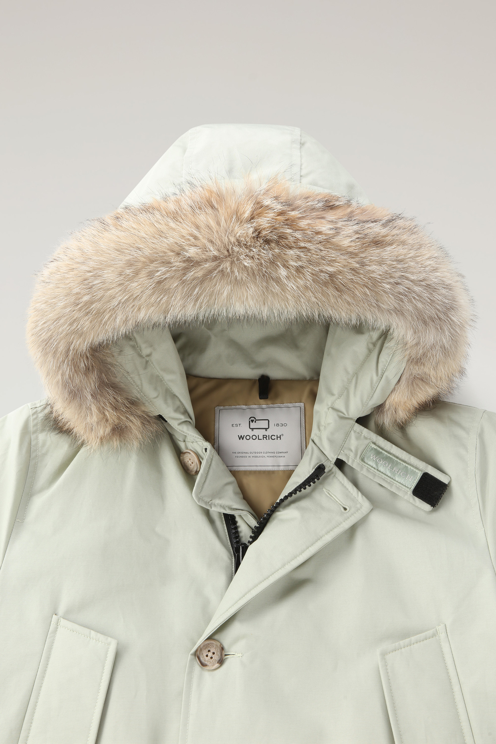 Arctic Parka in Ramar Cloth with Detachable Fur Trim Green photo 6 | Woolrich