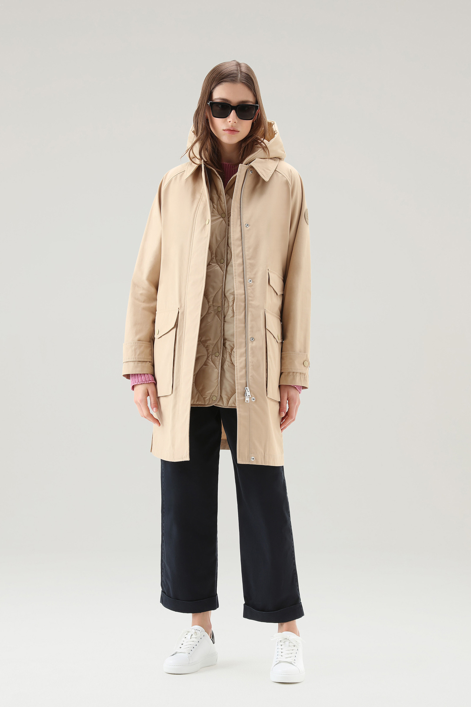 Sideline Parka 3 in 1 in cotone Soft Byrd con gilet imbottito removibile beige | Woolrich