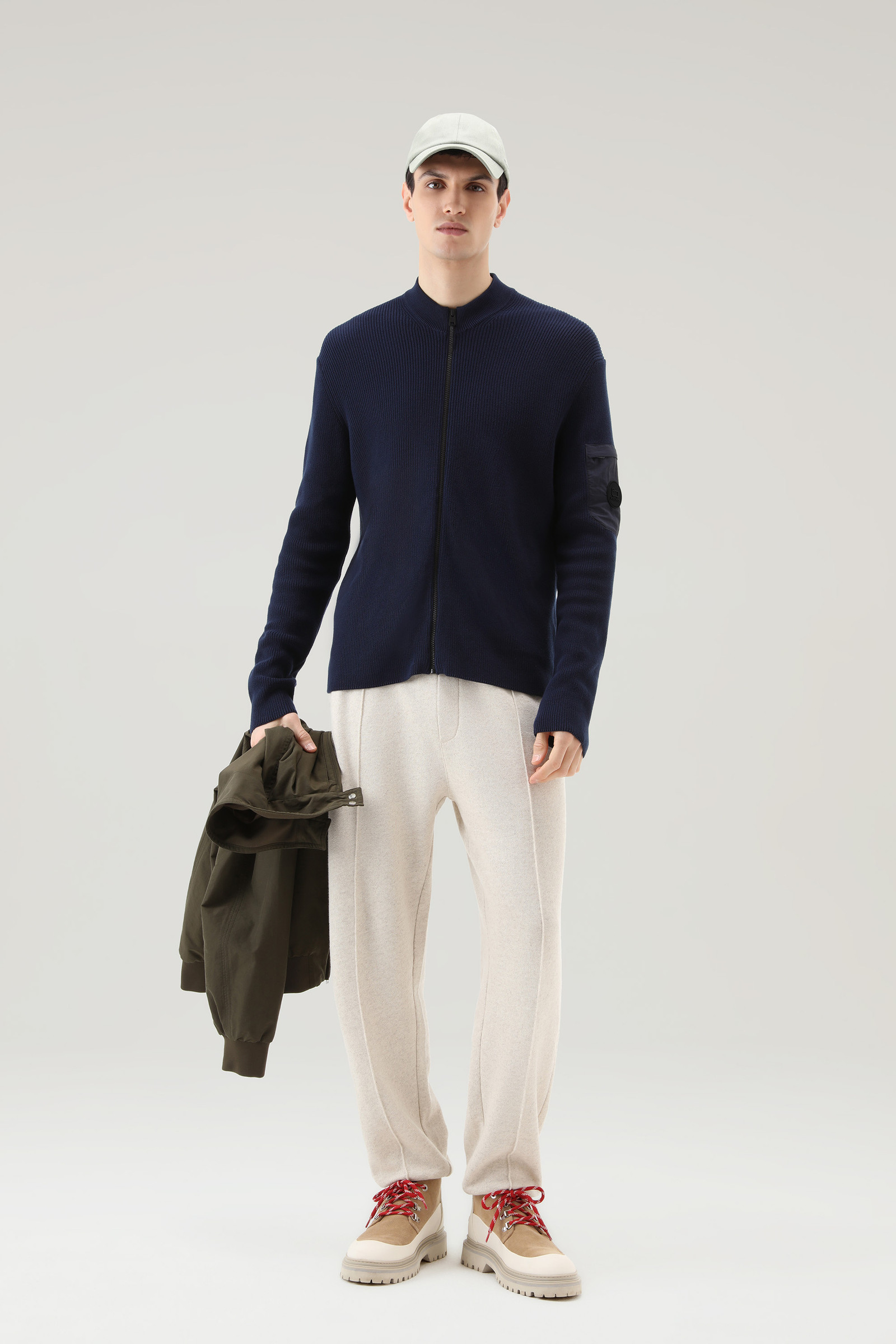 Zip-up Sweater in Pure Cotton Blue photo 2 | Woolrich