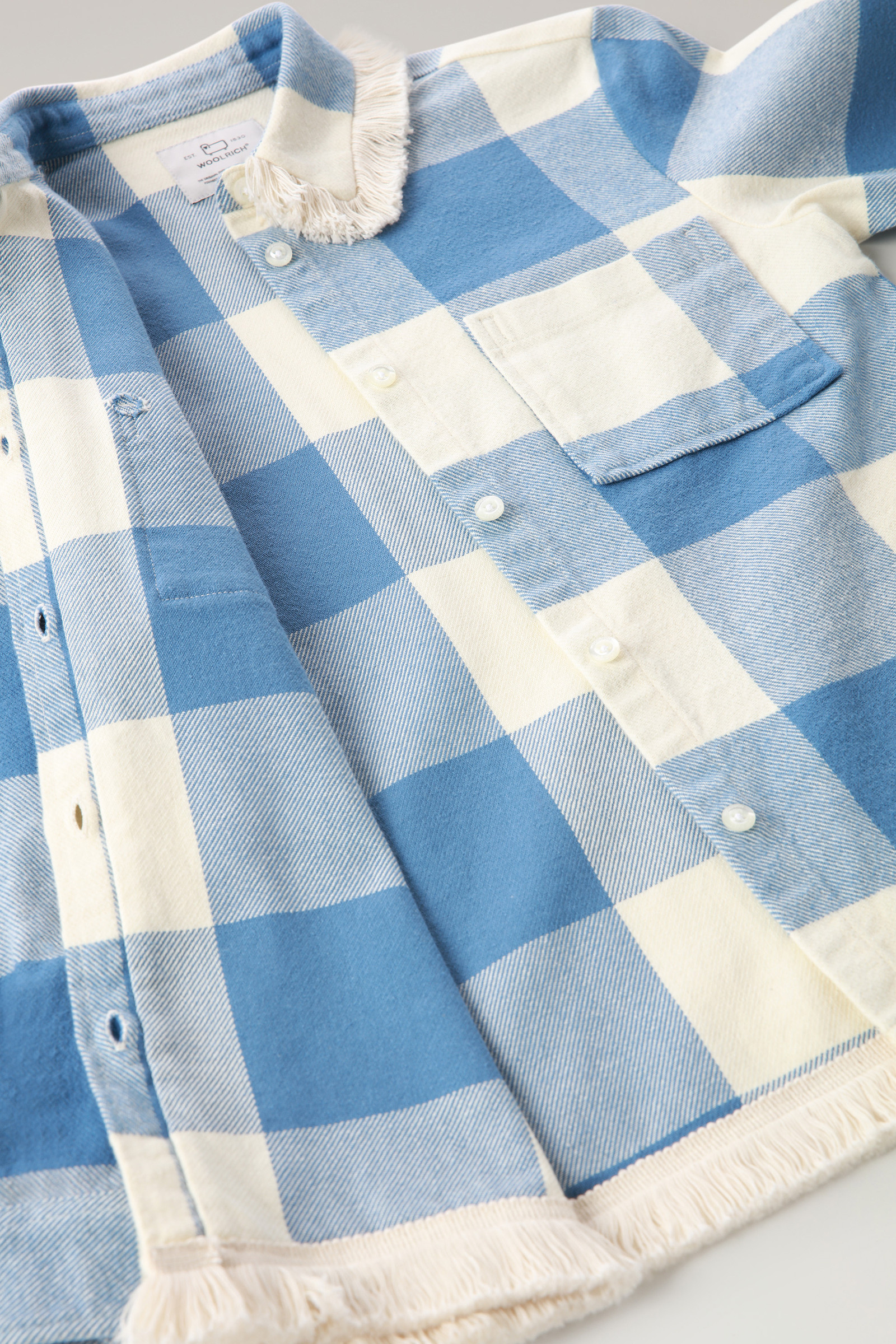 Girls' Flannel Buffalo Check Overshirt with Fringe Blue photo 5 | Woolrich