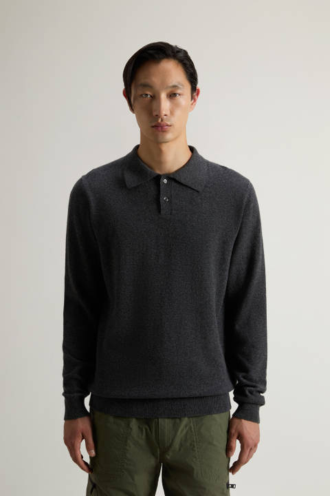 Pure Cashmere Long-Sleeved Polo Sweater Gray | Woolrich