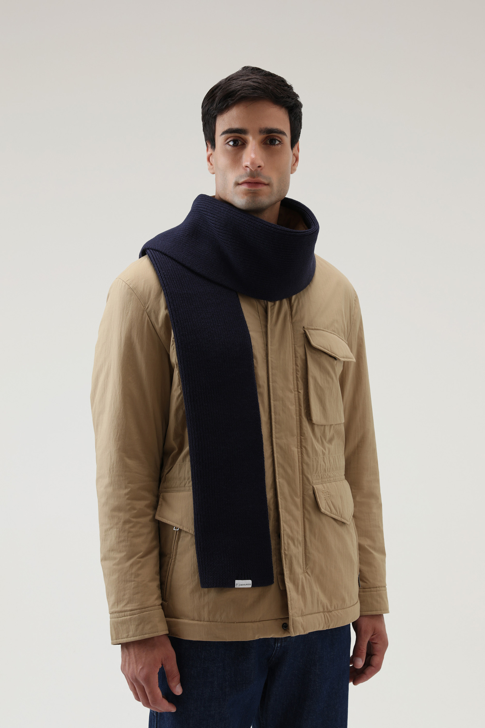 Gerippter Schal aus Merinowolle blau photo 4 | Woolrich