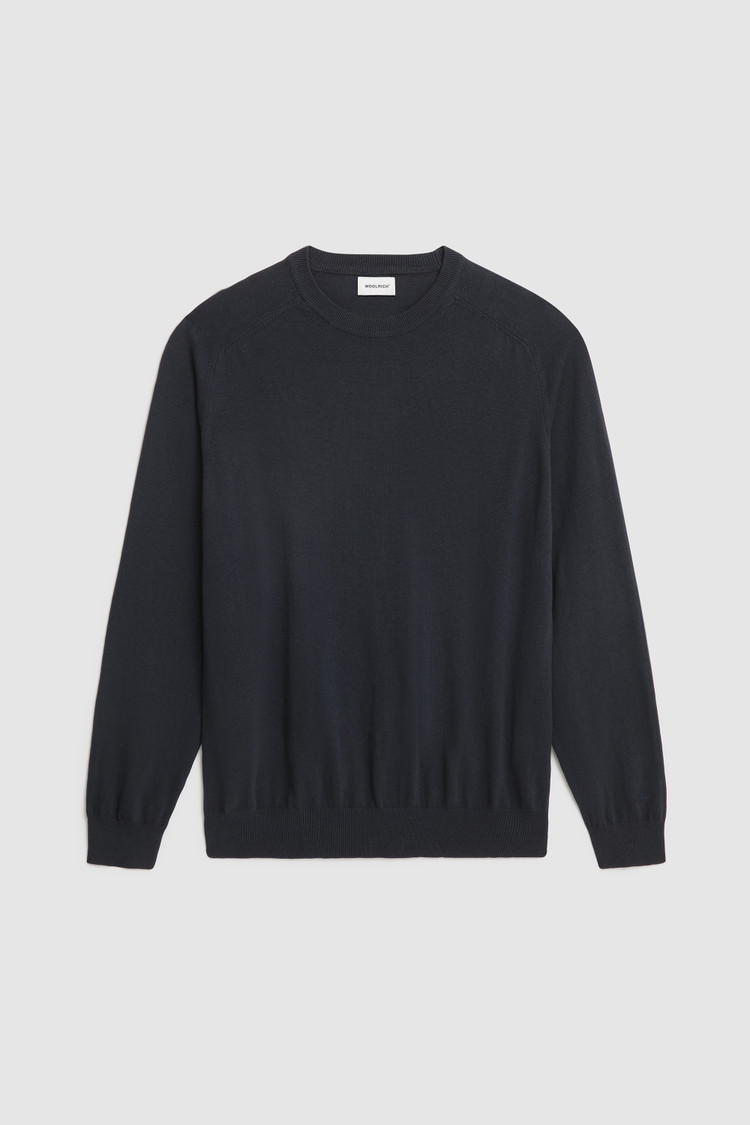 Maglia girocollo in cotone misto lino tinto in capo