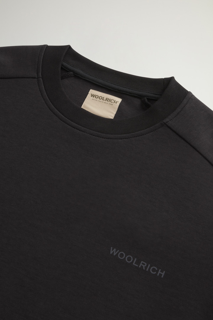 Crewneck Sweatshirt in Cotton Blend with Printed Logo Black photo 6 | Woolrich