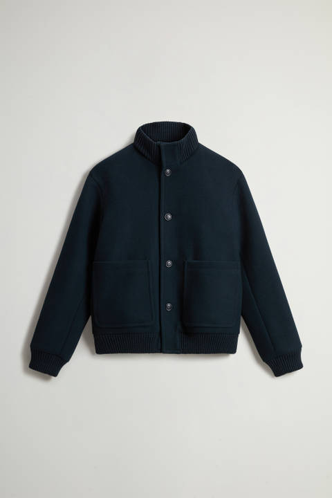 Bomber Jacket in Melton Virgin Wool Blend Blue photo 2 | Woolrich