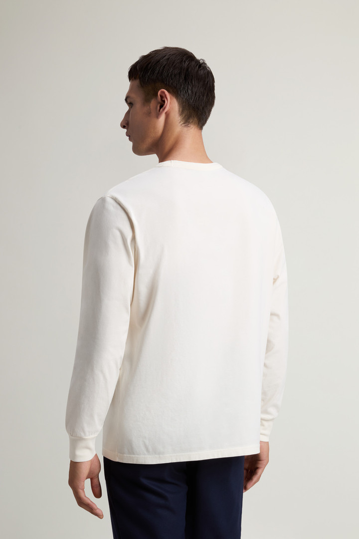 T-shirt manches longues en pur coton Blanc photo 3 | Woolrich