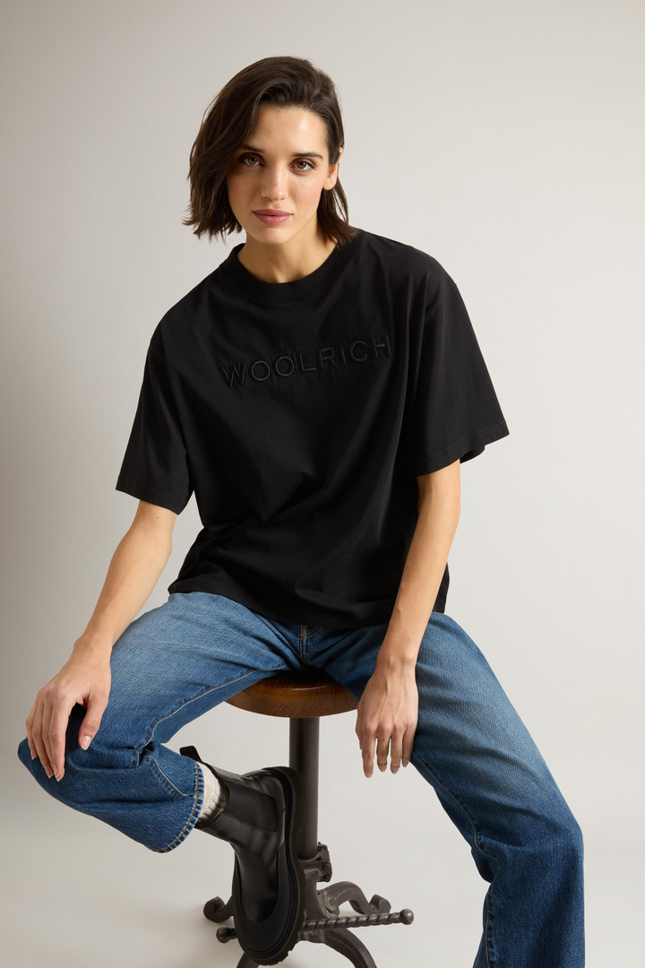 T-shirt in Pure Pima Cotton with Chest Logo Black photo 4 | Woolrich