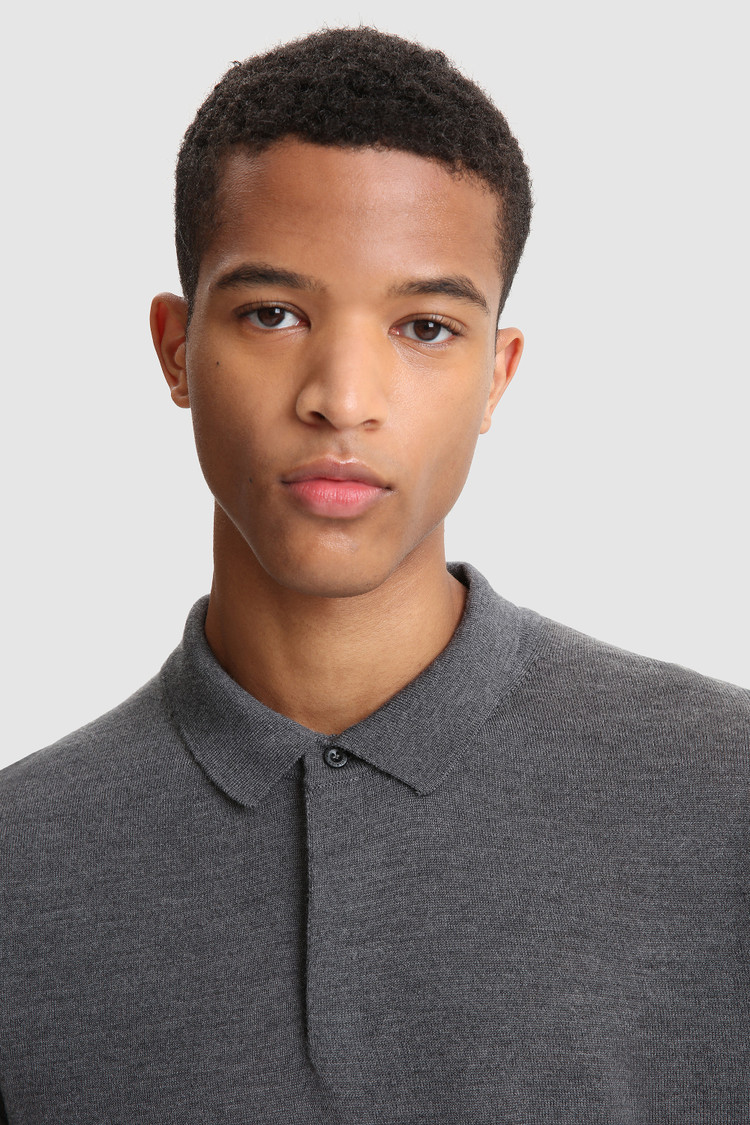 Maglia polo in lana merino extrafine