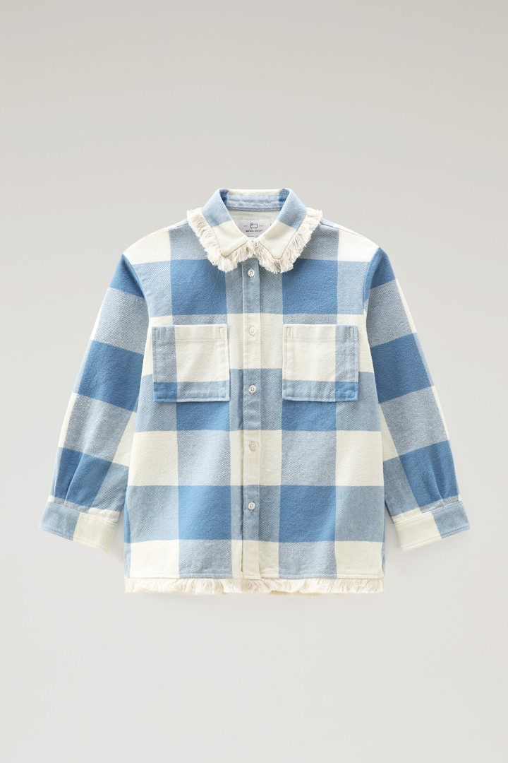 Girls' Flannel Buffalo Check Overshirt with Fringe Blue photo 1 | Woolrich