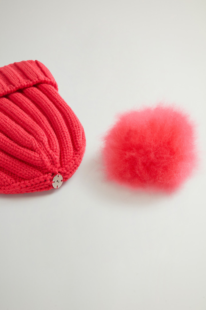 Beanie in Pure Virgin Wool with Cashmere Pom-Pom Red photo 4 | Woolrich