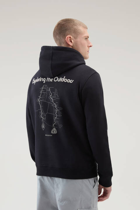 Us Trails Pure Cotton Hoodie Black | Woolrich