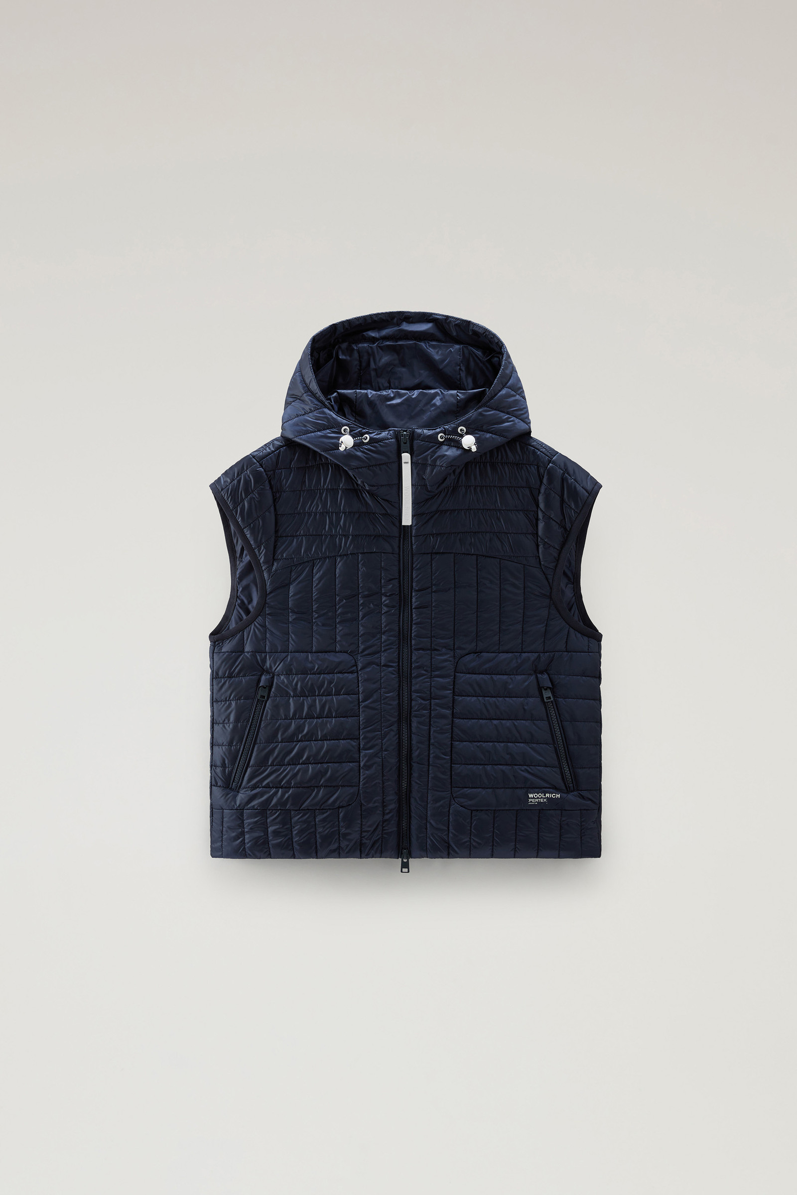 Women\'s Quilted Hooded Vest in Recycled Pertex Quantum Blue | Woolrich USA