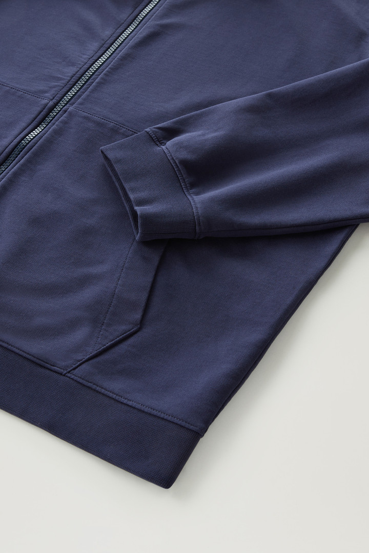 Sweat-shirt en pur coton avec fermeture zippée et col montant Bleu photo 8 | Woolrich