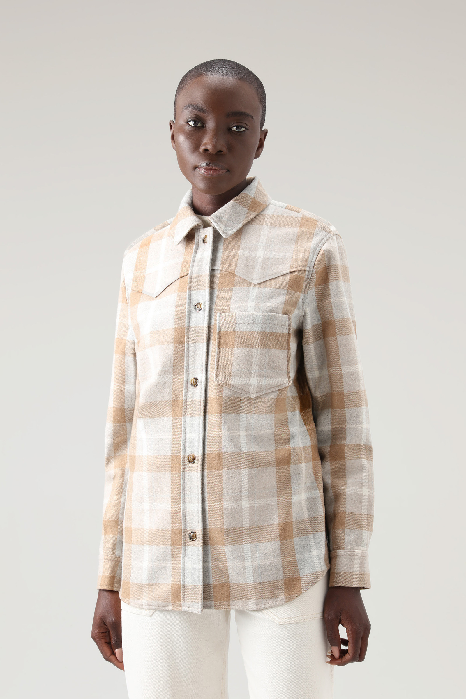 Western Check Overshirt in Wool Blend Flannel | Woolrich
