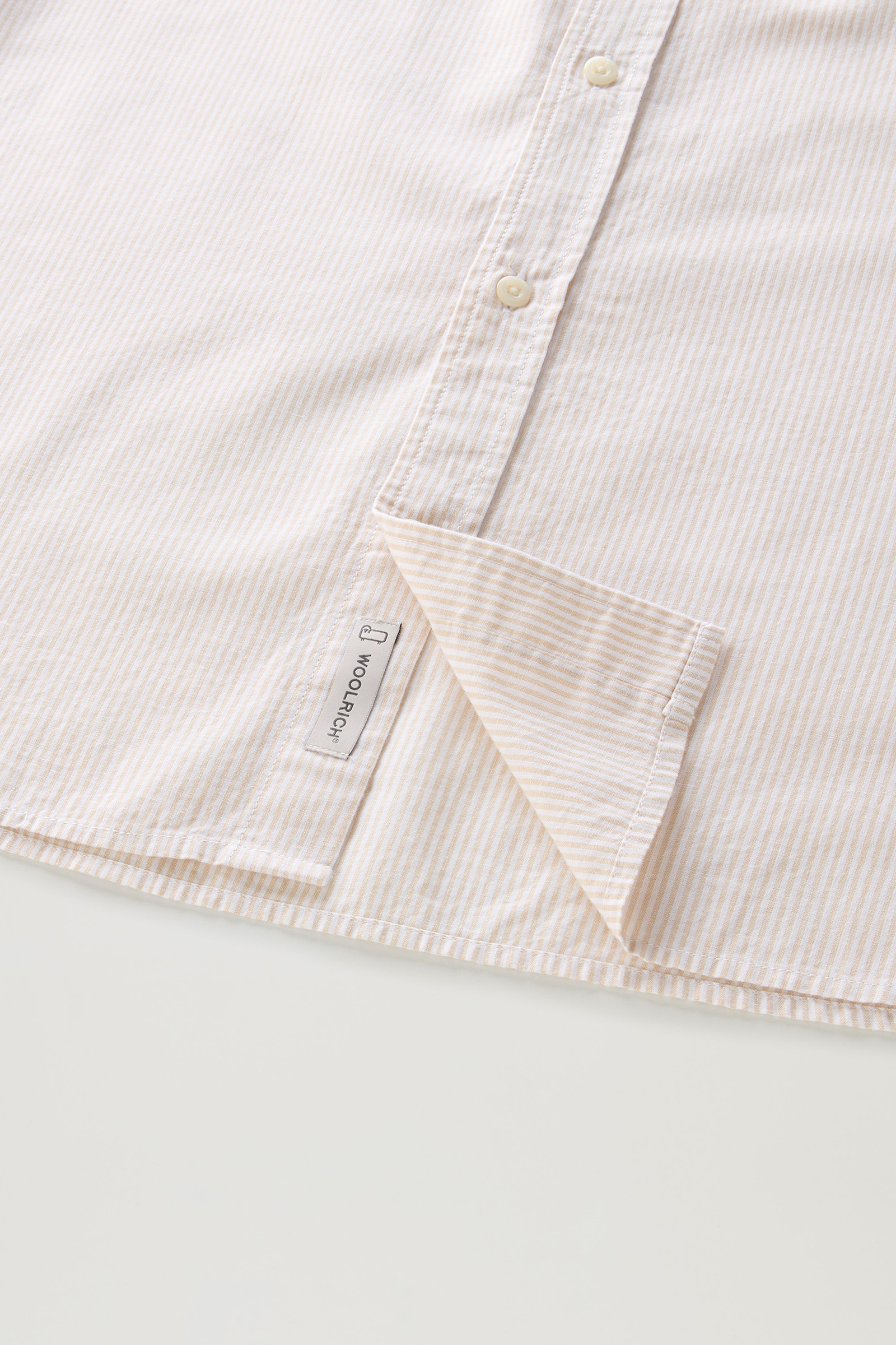 Chemise à rayures en lin et coton mélangés beige photo 8 | Woolrich