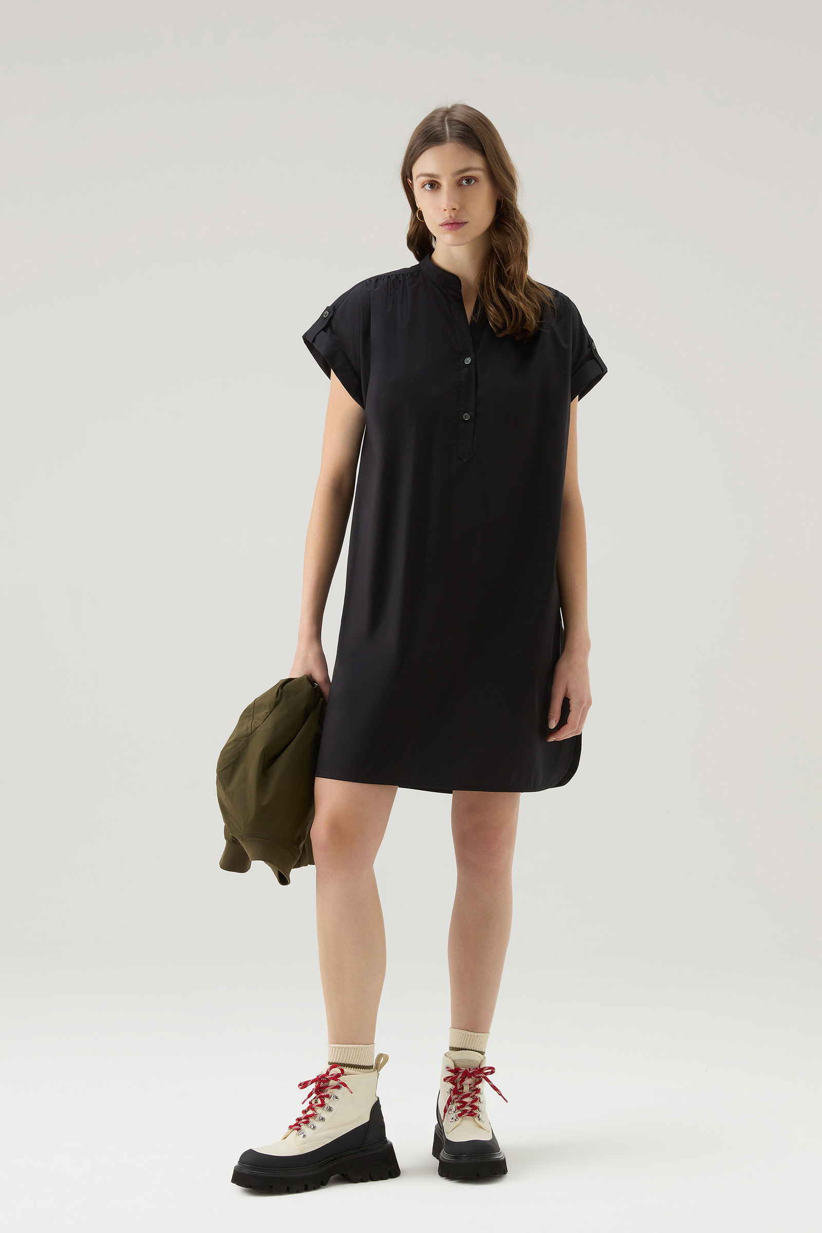 Vestito corto in popeline di puro cotone con pinces nero photo 2 | Woolrich