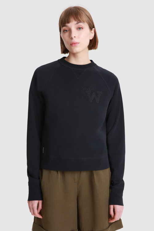 American crewneck sweatshirt with embroidered logo Blue | Woolrich