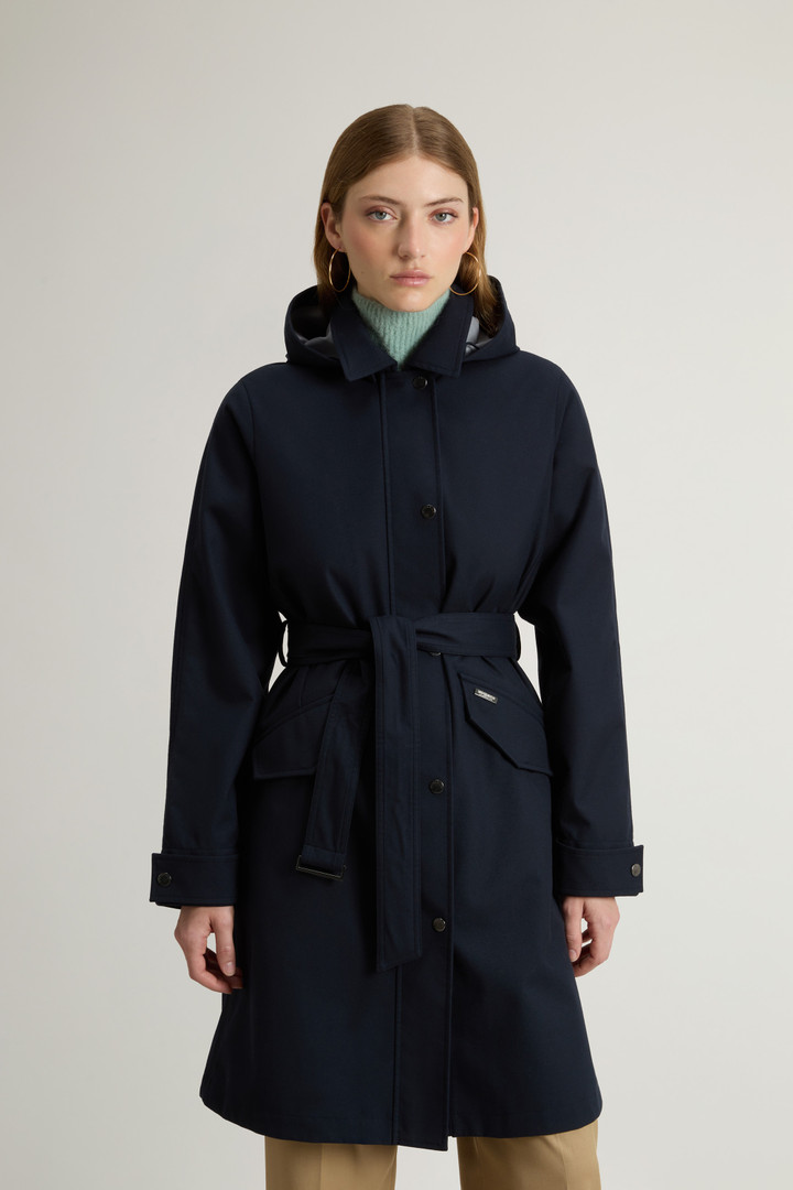 Yarn-Dyed Trench Coat in Three-Layer Fabric with Hood Blue photo 1 | Woolrich
