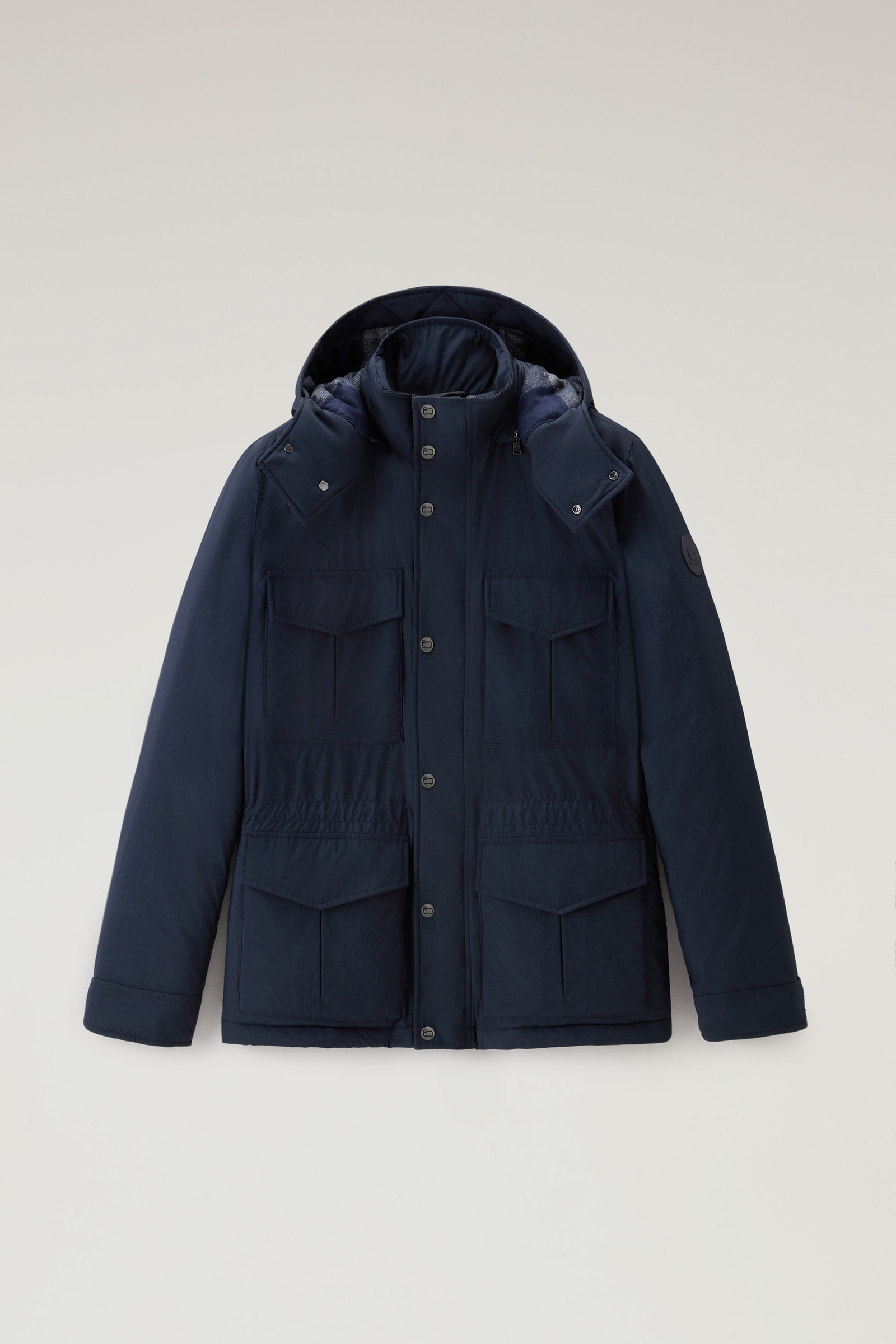 Men\'s Aleutian Field Jacket USA Blue in Woolrich | Taslan Hood Detachable Nylon with