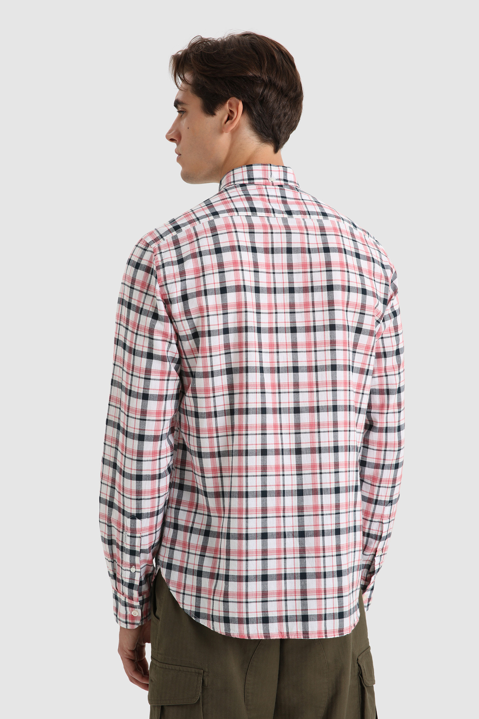 Shirt mit Knopfleiste und Madras-Muster aus Baumwollpopeline Rosa photo 3 | Woolrich