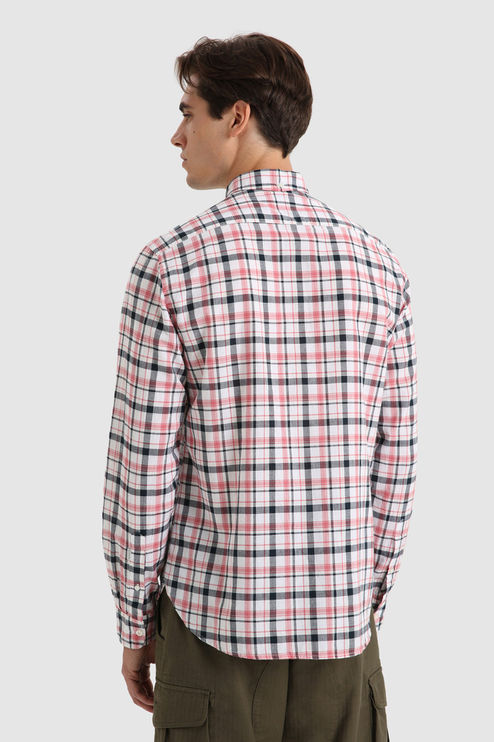 Shirt mit Knopfleiste und Madras-Muster aus Baumwollpopeline Rosa photo 3 | Woolrich