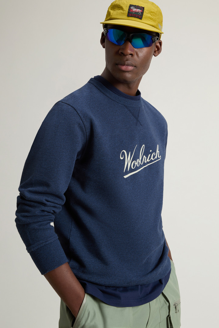 Sweater met ronde hals van puur mouliné-katoen Blauw photo 4 | Woolrich