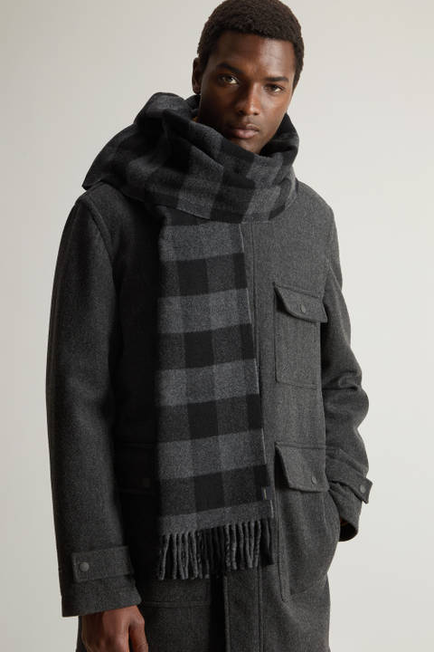 Écharpe en laine mélangée avec motif Buffalo Check en jacquard Noir photo 2 | Woolrich