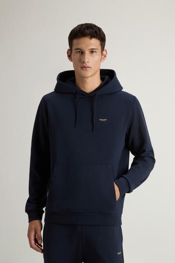 Hooded Sweatshirt in Cotton-Blend Interlock Blue | Woolrich