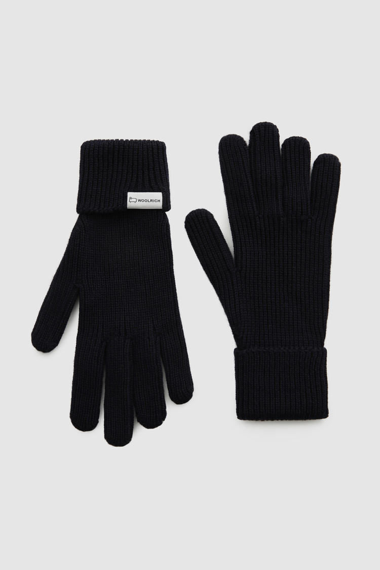 Gerippte Handschuhe aus Schurwolle mit Logo